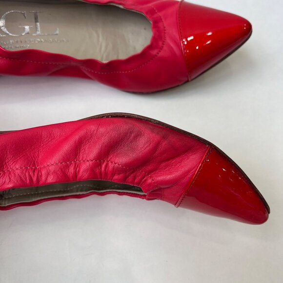 AGL pointed cap toes Red Leather Flats – Women’s Size 39 - Picture 5 of 7